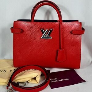 Louis Vuitton Twist Lock Epi Red Leather Tote with COA and Dust bag